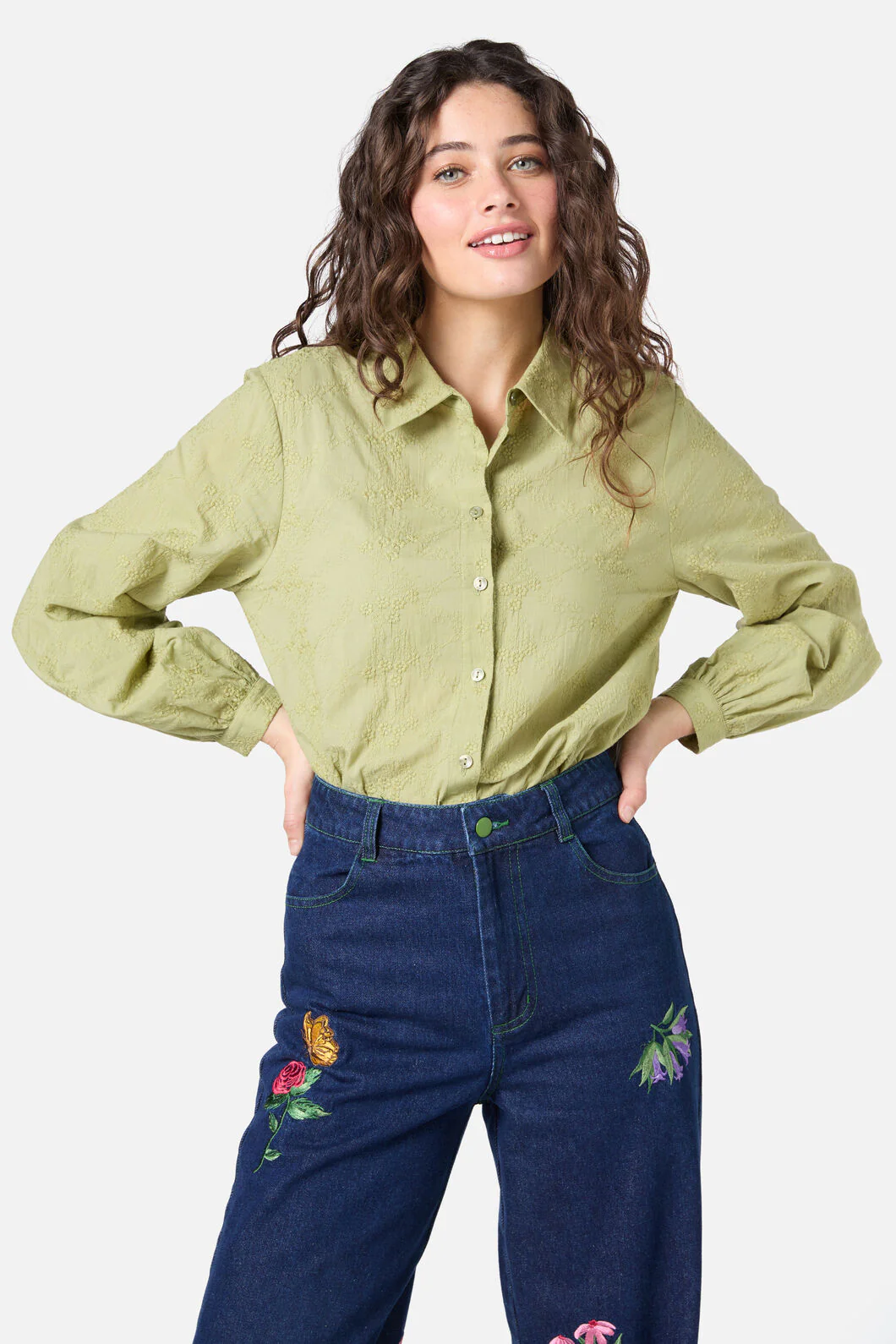 Ada Embroidered Flower Shirt - Image 9