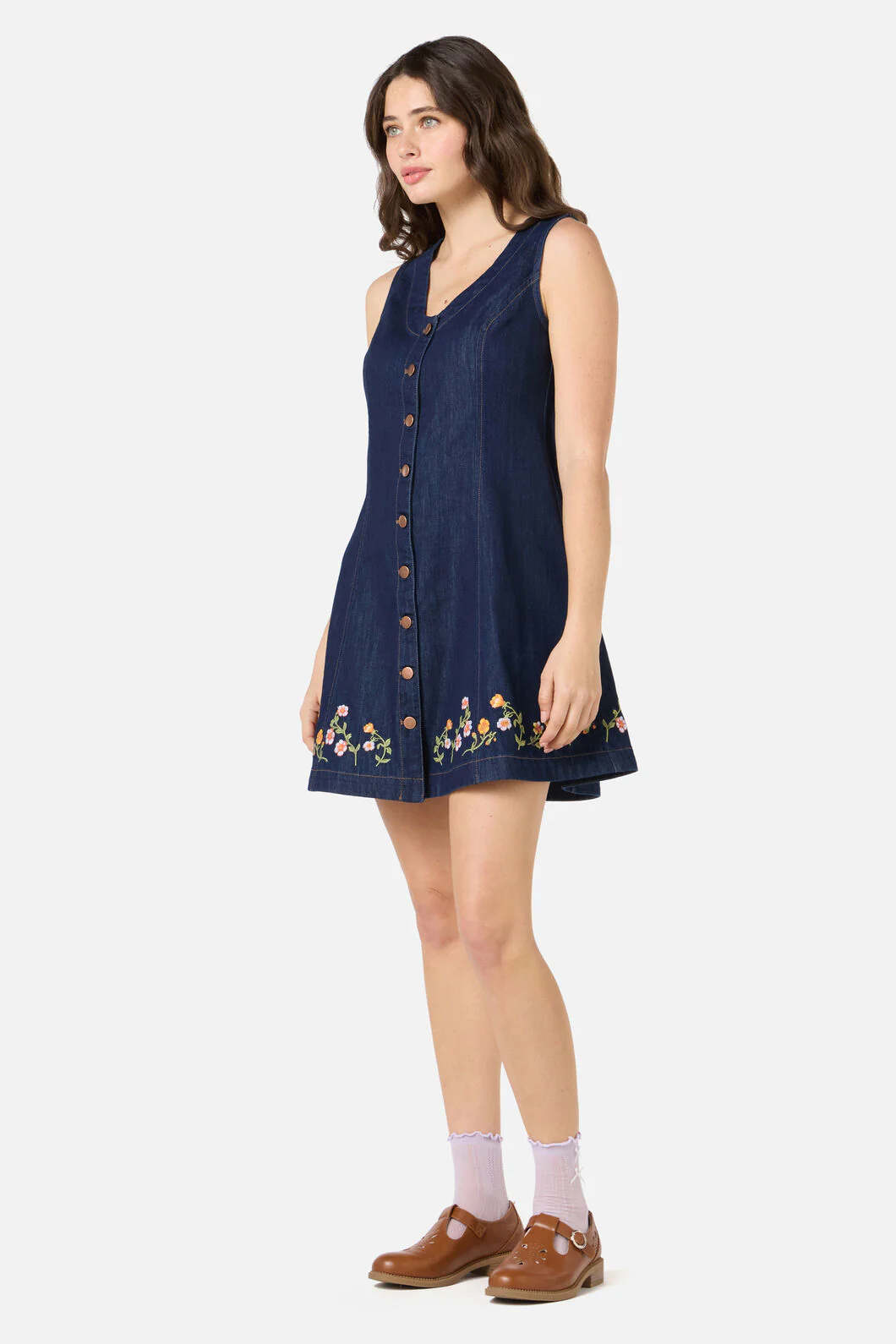 Alyssa Embroidered Denim Dress - Image 5
