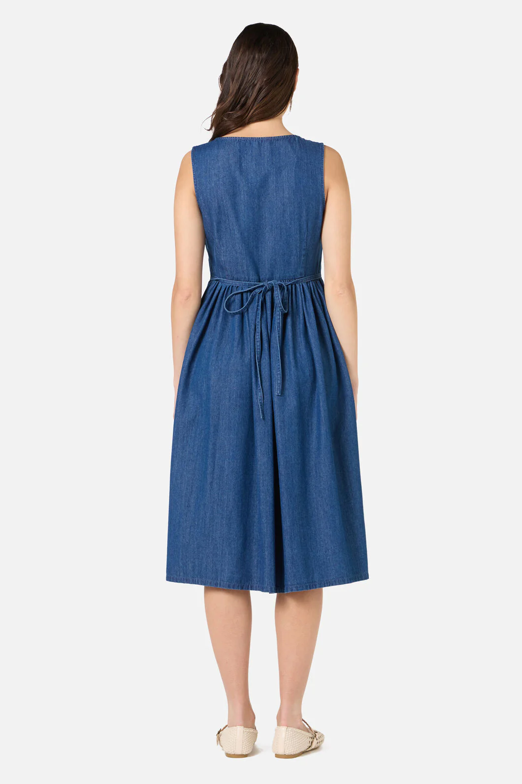 Berry Bloom Emb Denim Dress - Image 3