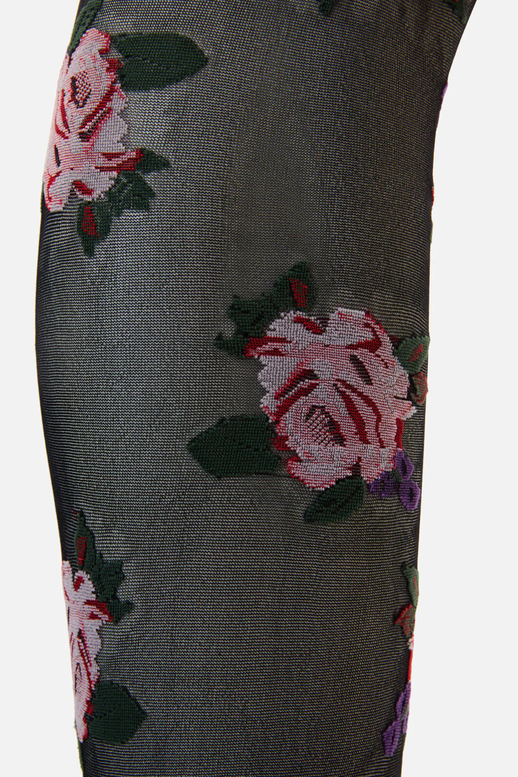 Black Sheer Roses Tights - Image 3