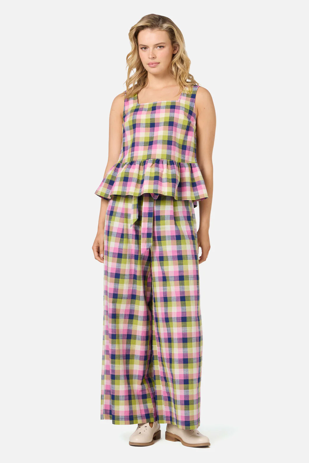 Cassie Check Peplum Top - Image 7