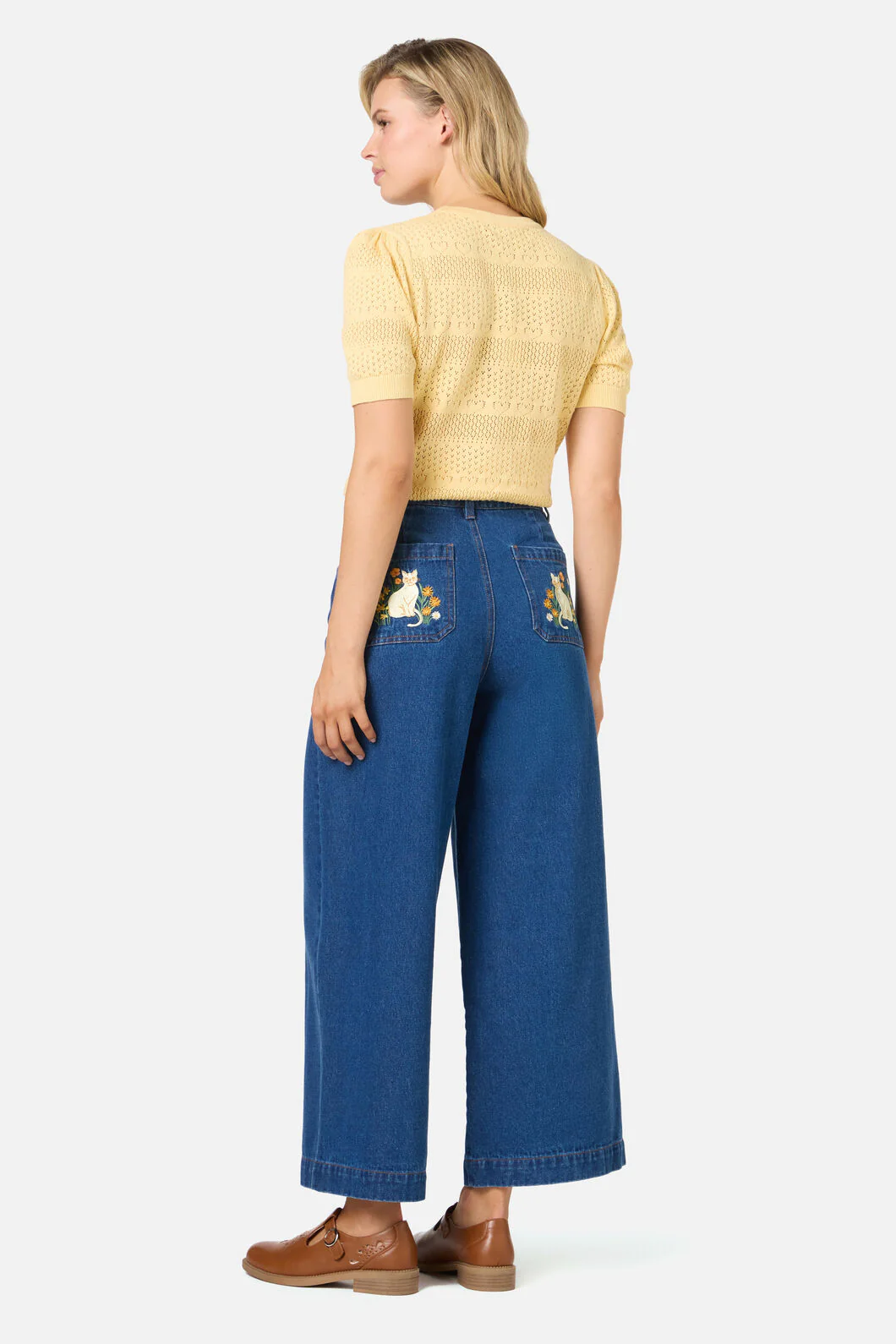 Cat Embroidered Denim Jean - Image 5