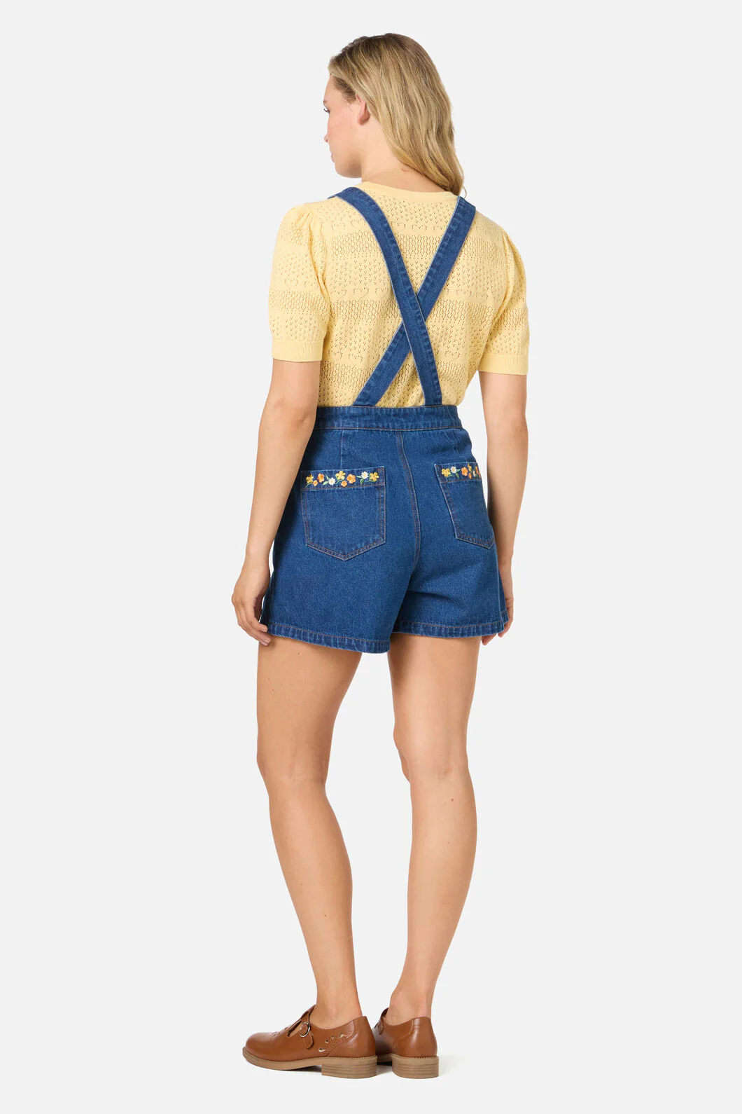 Cats Embroidered Short Overall - Image 4