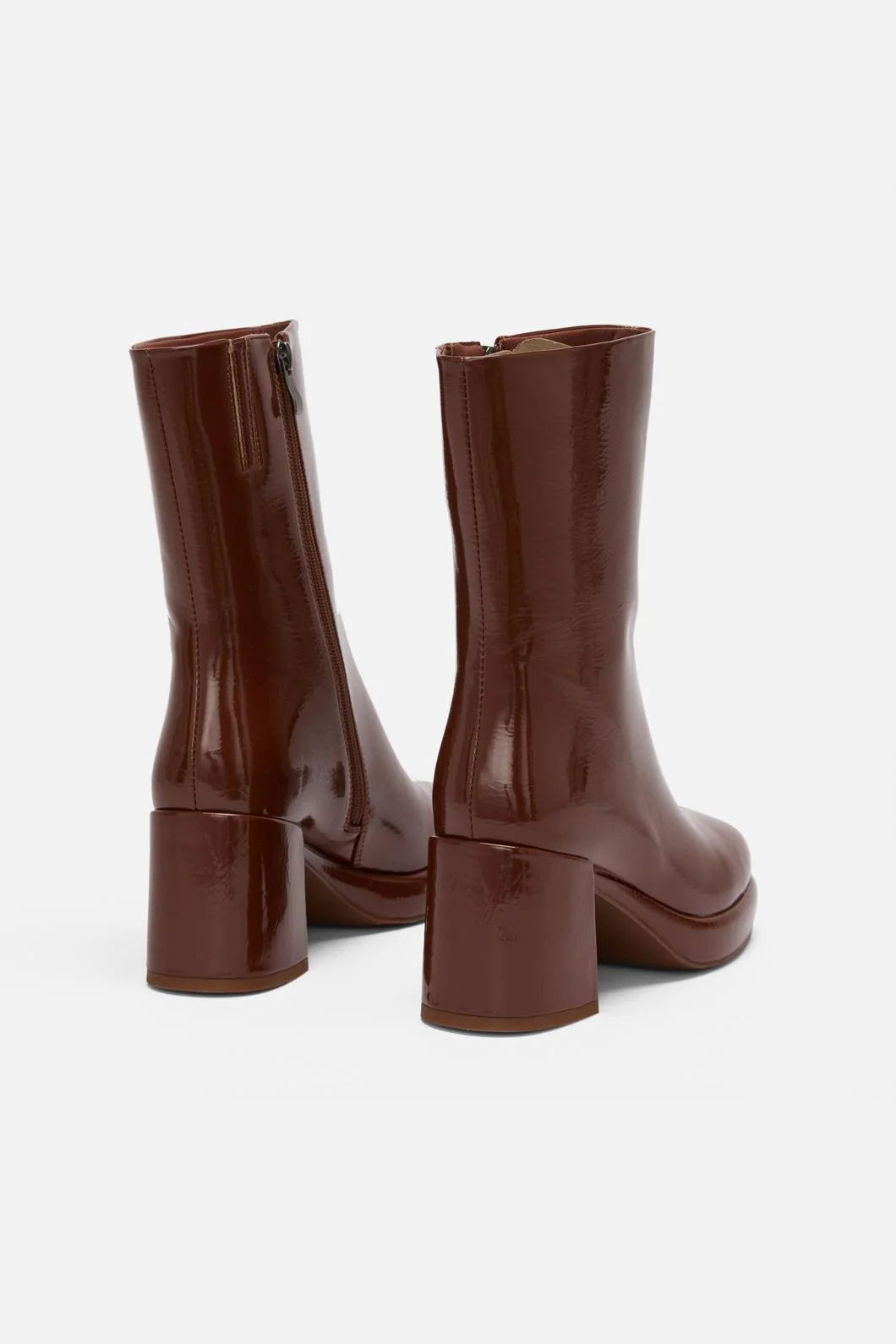 Chocolate Patent Short Boot - Image 3