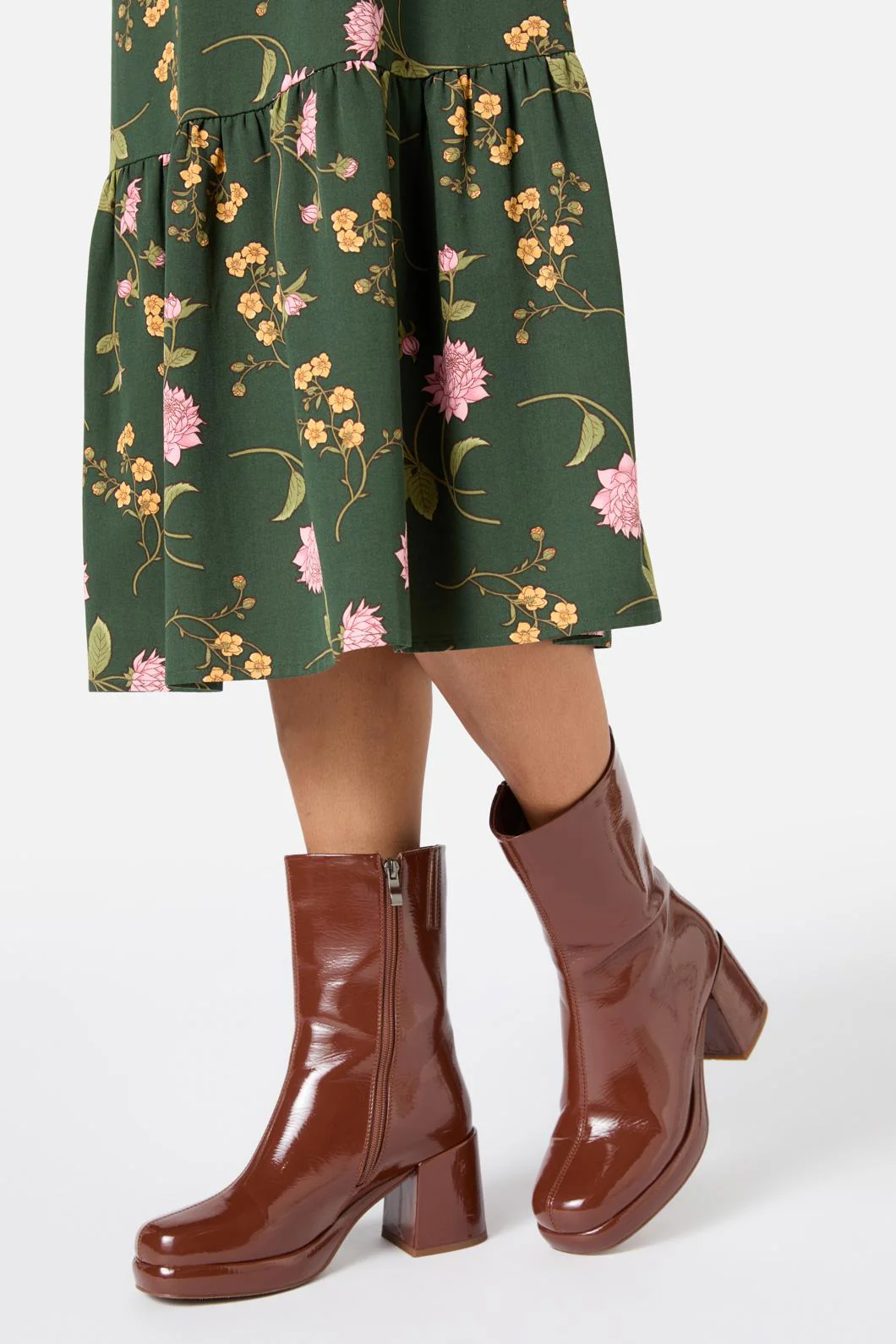 Chocolate Patent Short Boot - Image 4