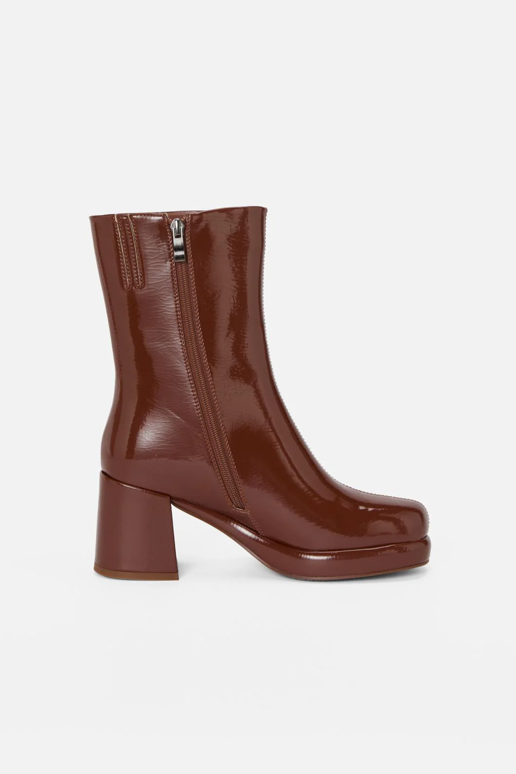 Chocolate Patent Short Boot - Image 5