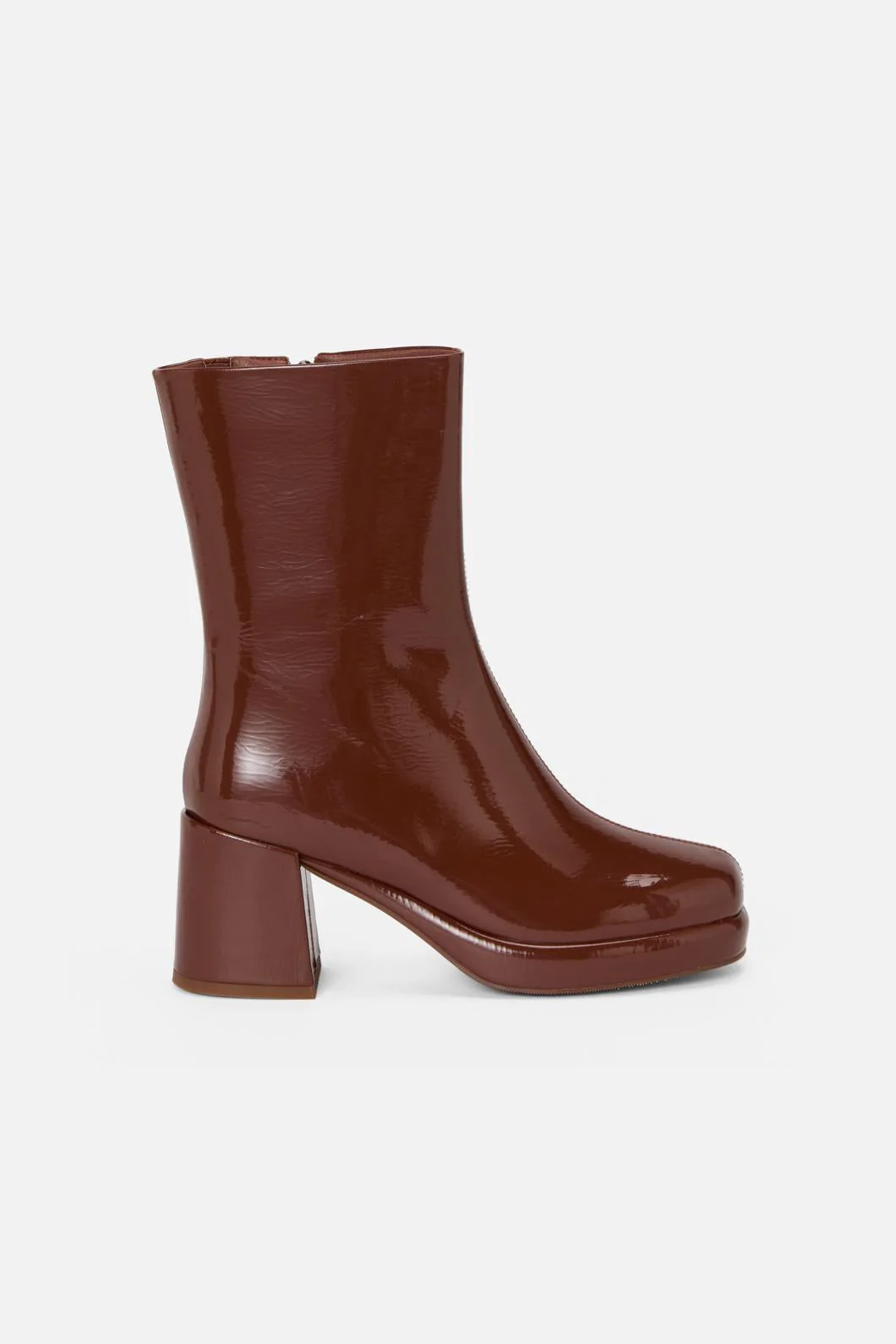 Chocolate Patent Short Boot - Image 6