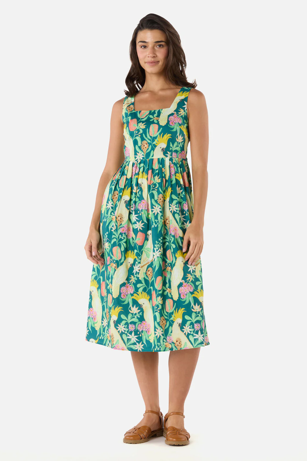 Cockatoo & Flora Midi Dress