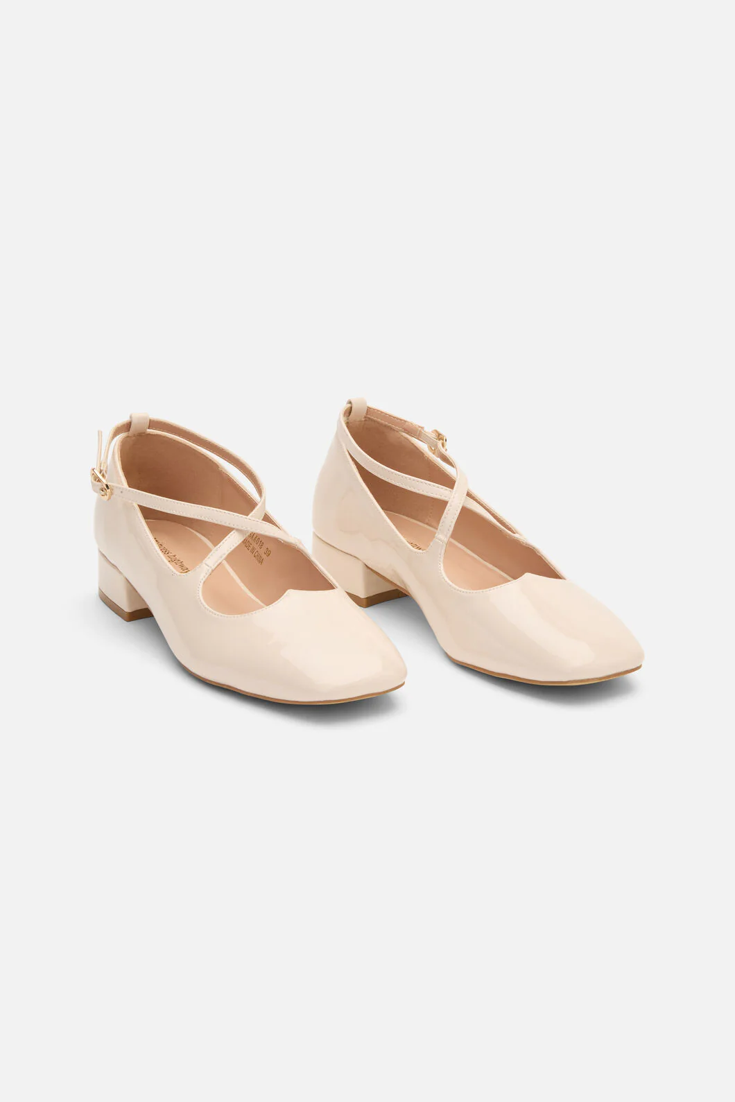 Cream Patent Heart Heel