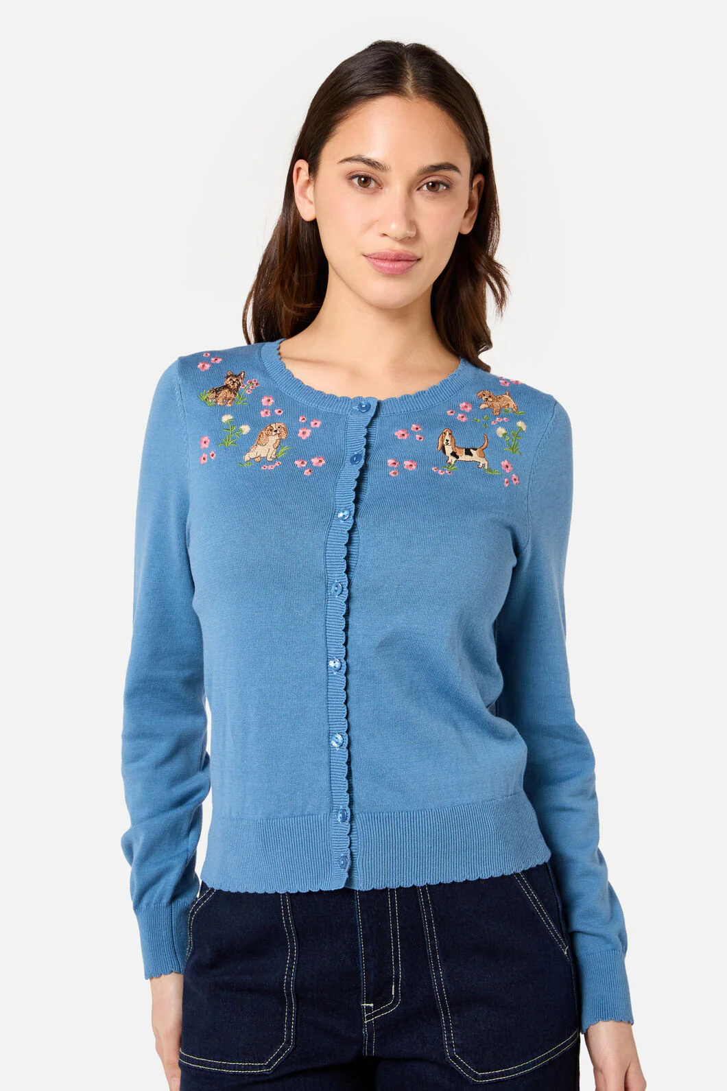 Cute Dogs Embroidered Cardigan - Image 3