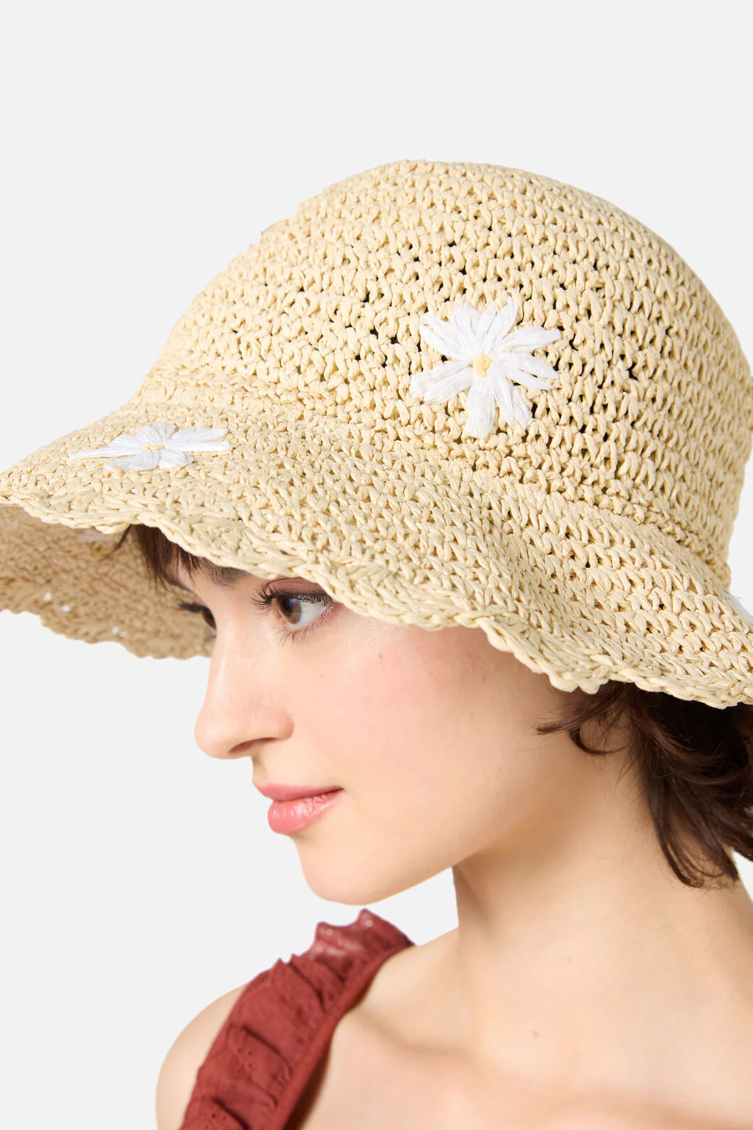 Daisy Embroidery Straw Hat - Image 3