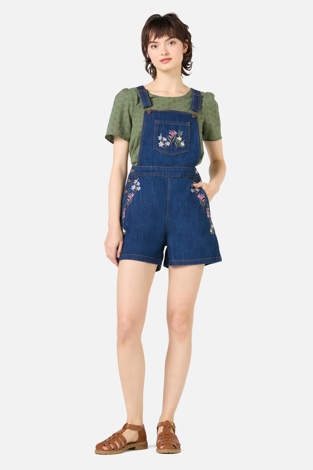 Eva Embroidered Short Overalls - Image 2