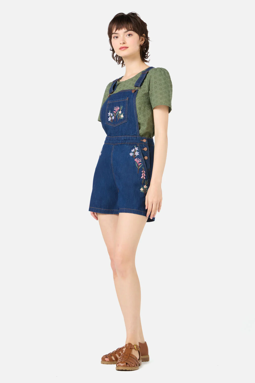 Eva Embroidered Short Overalls - Image 3