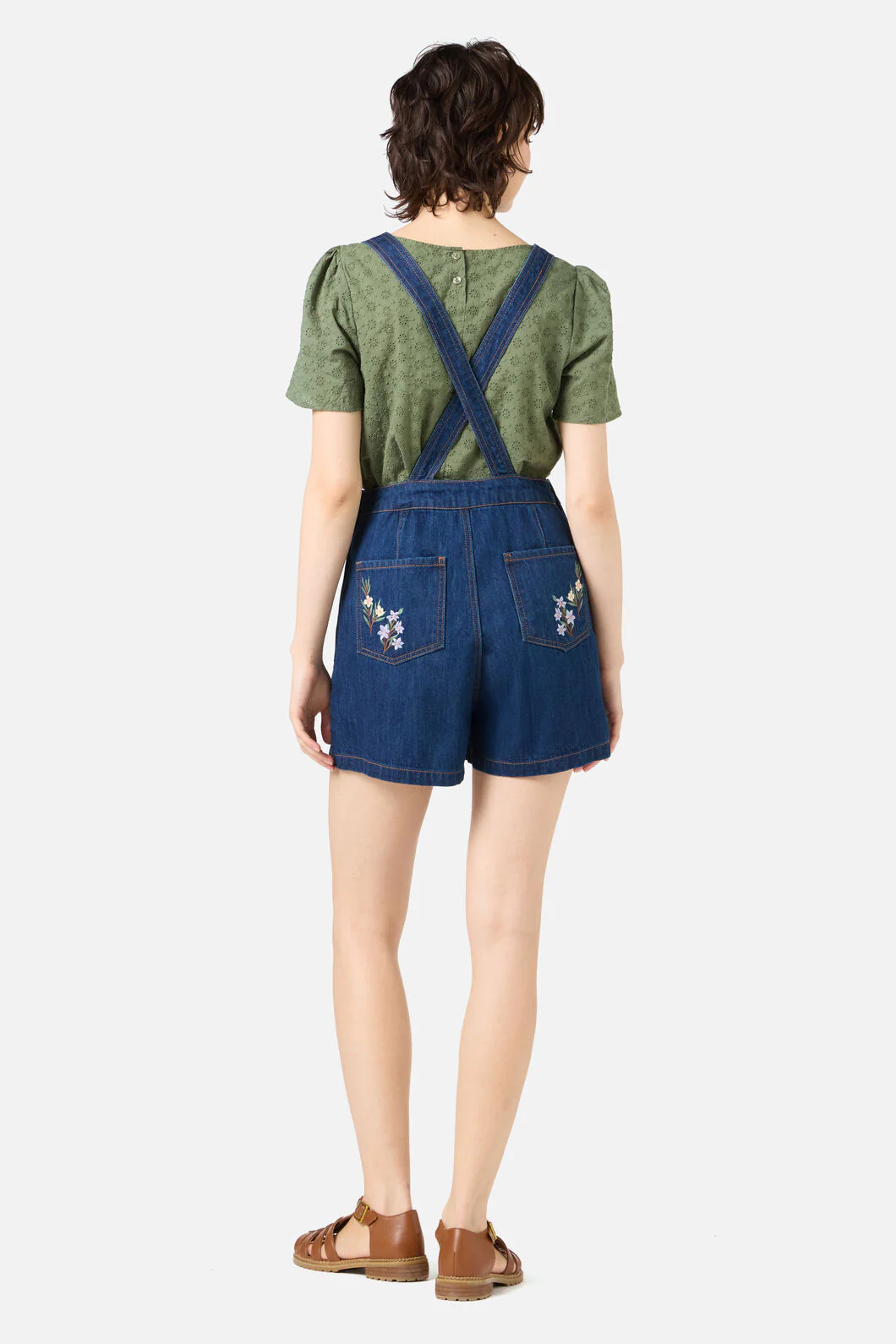 Eva Embroidered Short Overalls - Image 4