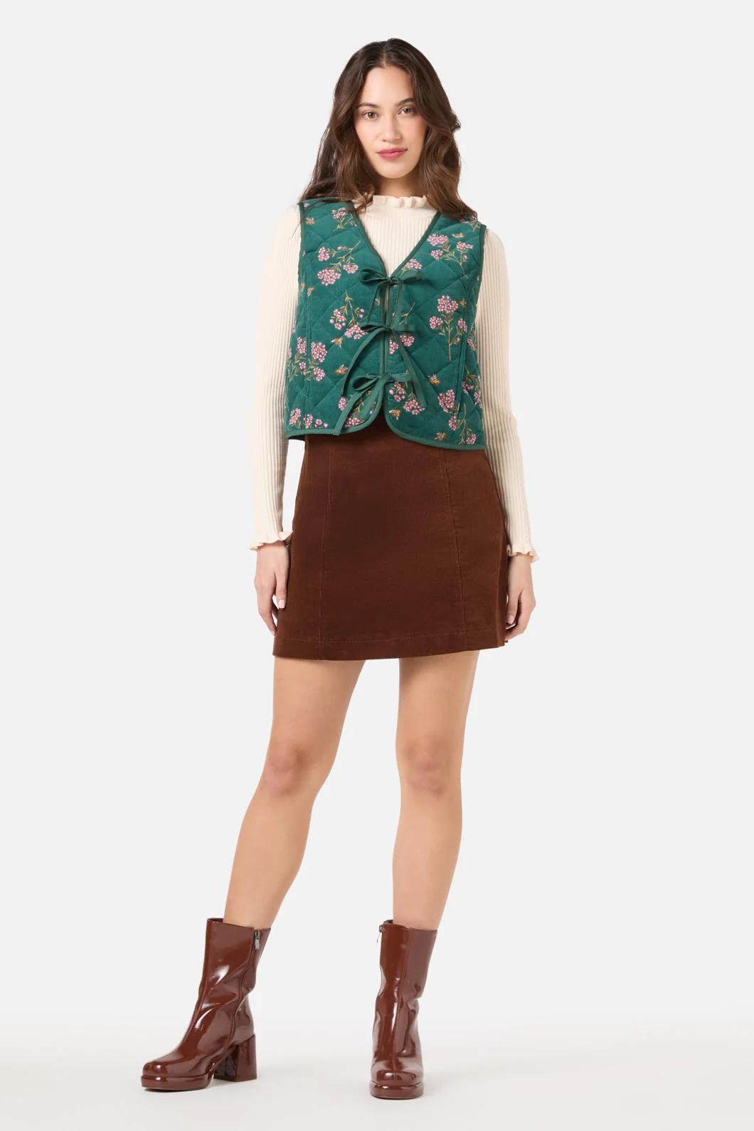 Flora Bee Cord Quilted Vest - Image 3