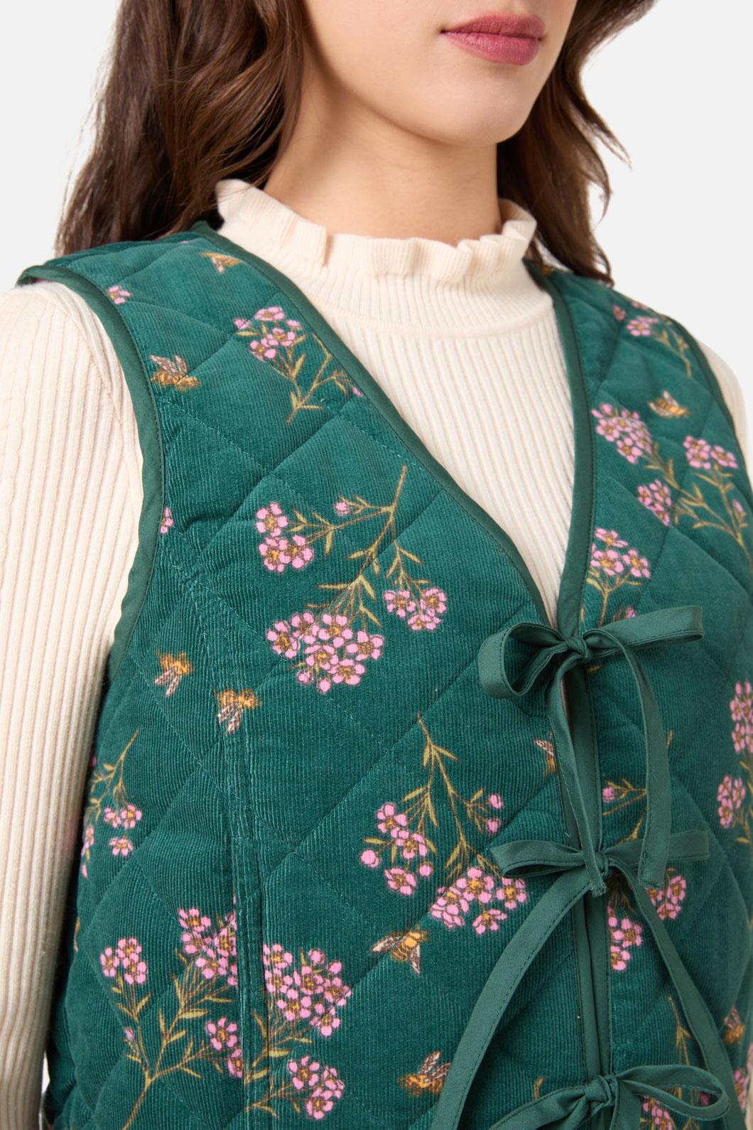 Flora Bee Cord Quilted Vest - Image 6