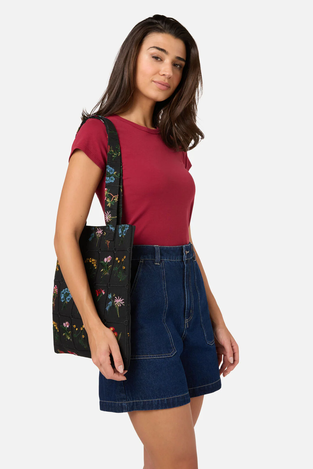 Floral Embroidered Tote - Image 2