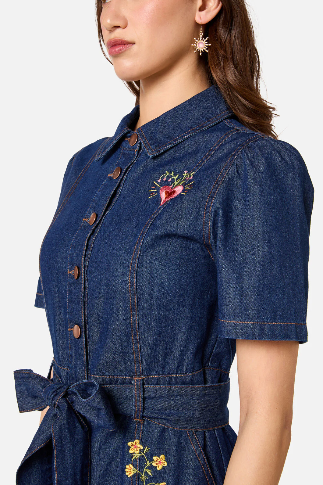 Folk Art Denim Dress - Image 7