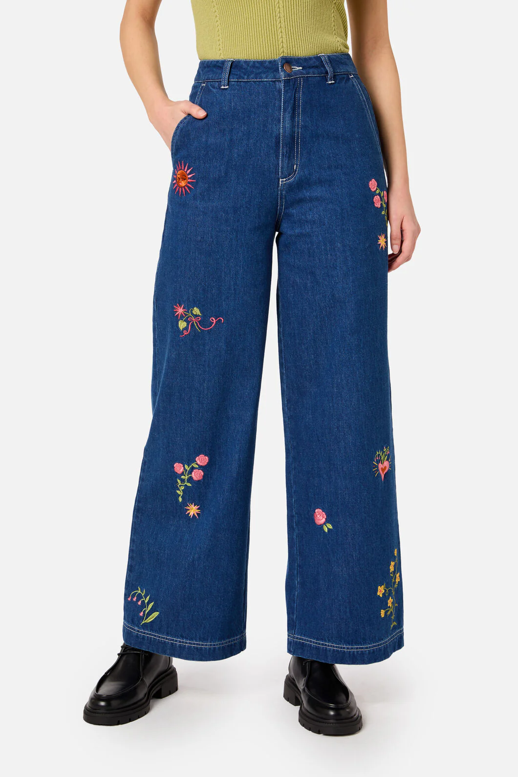 Folk Art Embroidered Jean - Image 3