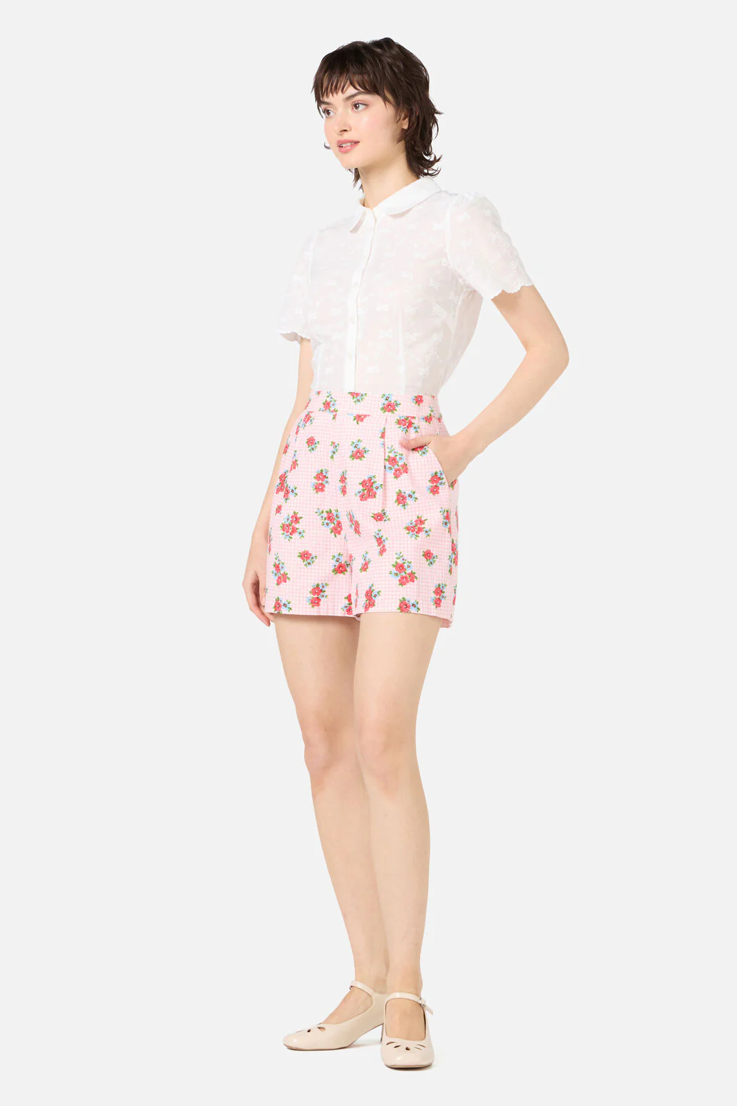 Gingham Floral Shorts - Image 3