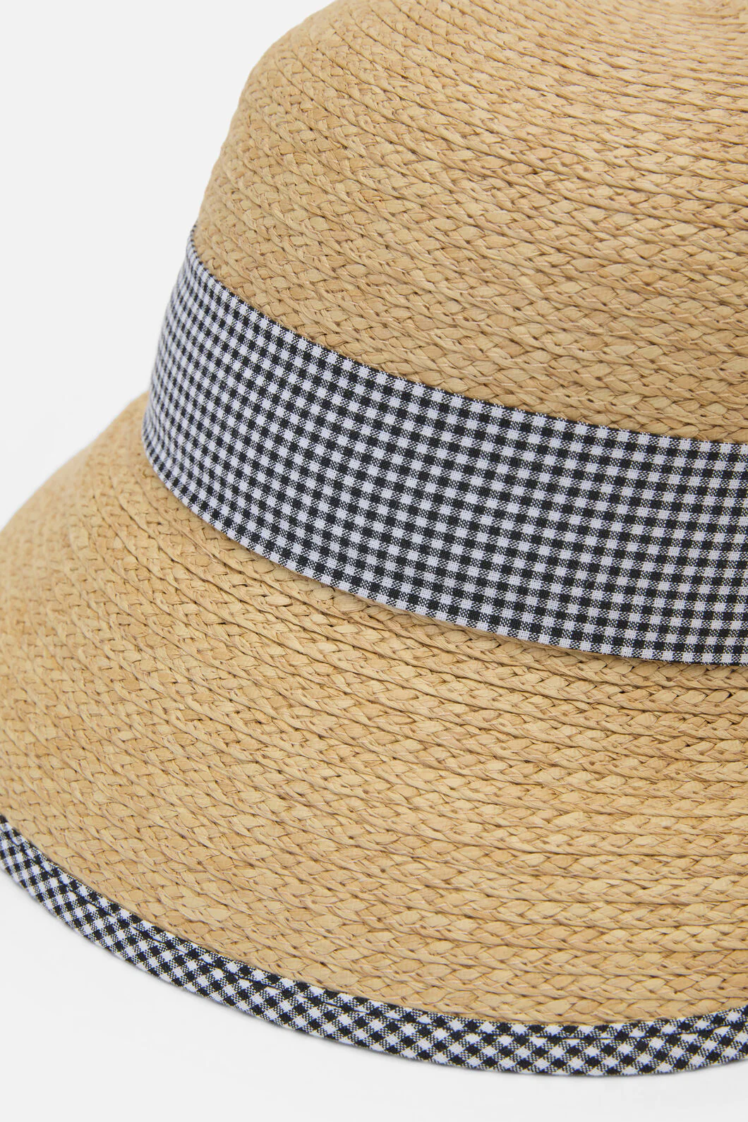 Gingham Trim Straw Hat - Image 4