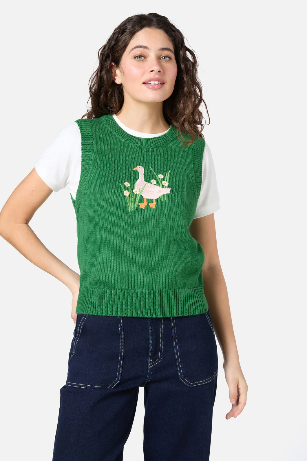 Goose Embroidered Knit Vest