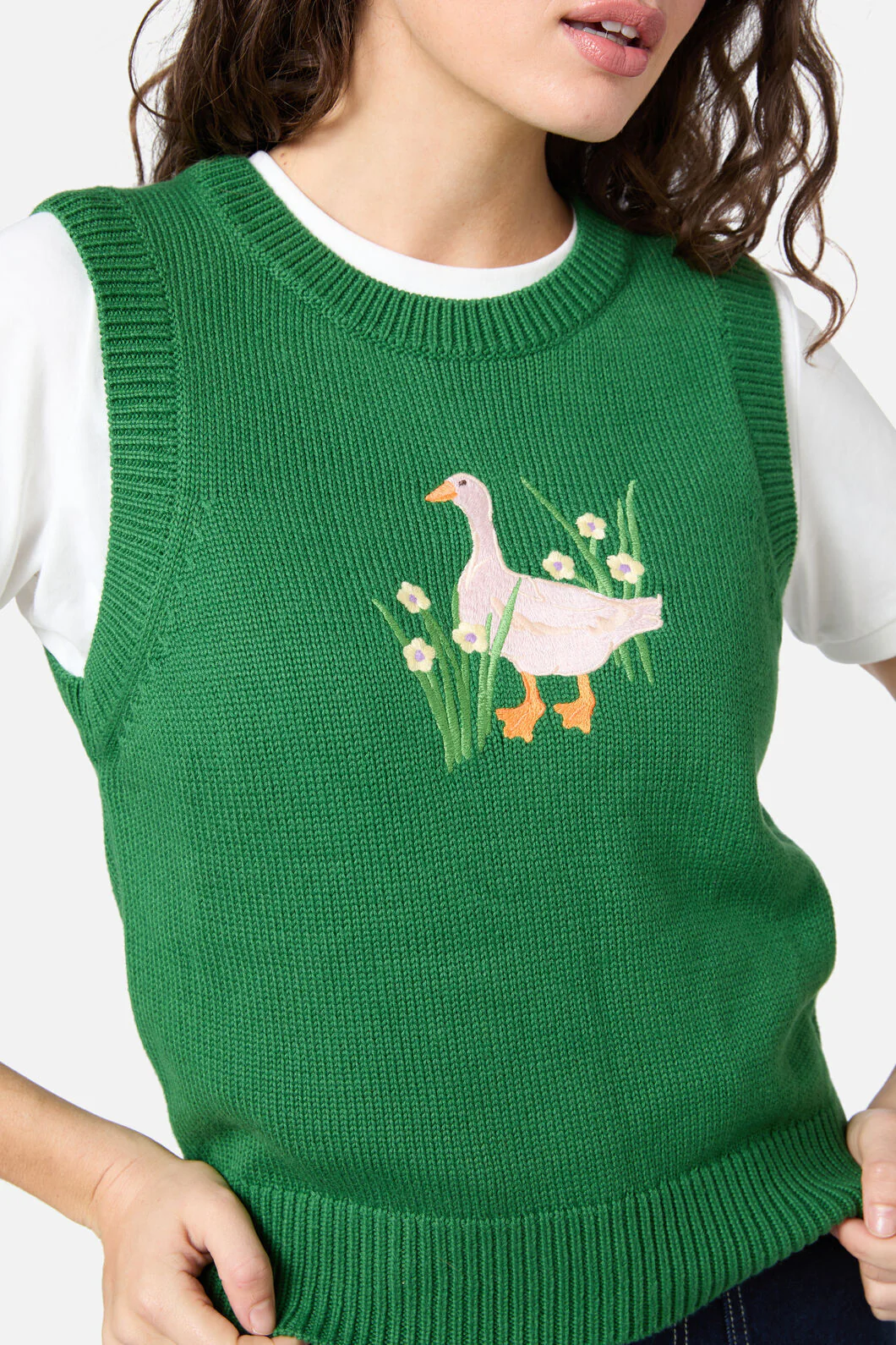 Goose Embroidered Knit Vest - Image 6