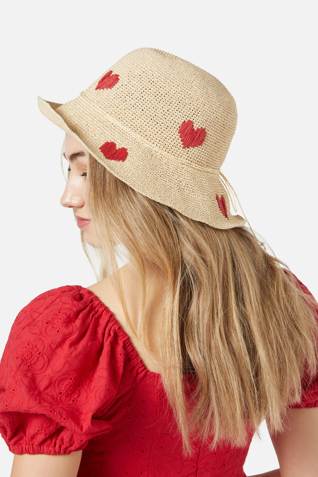 Heart Embroidered Sun Hat