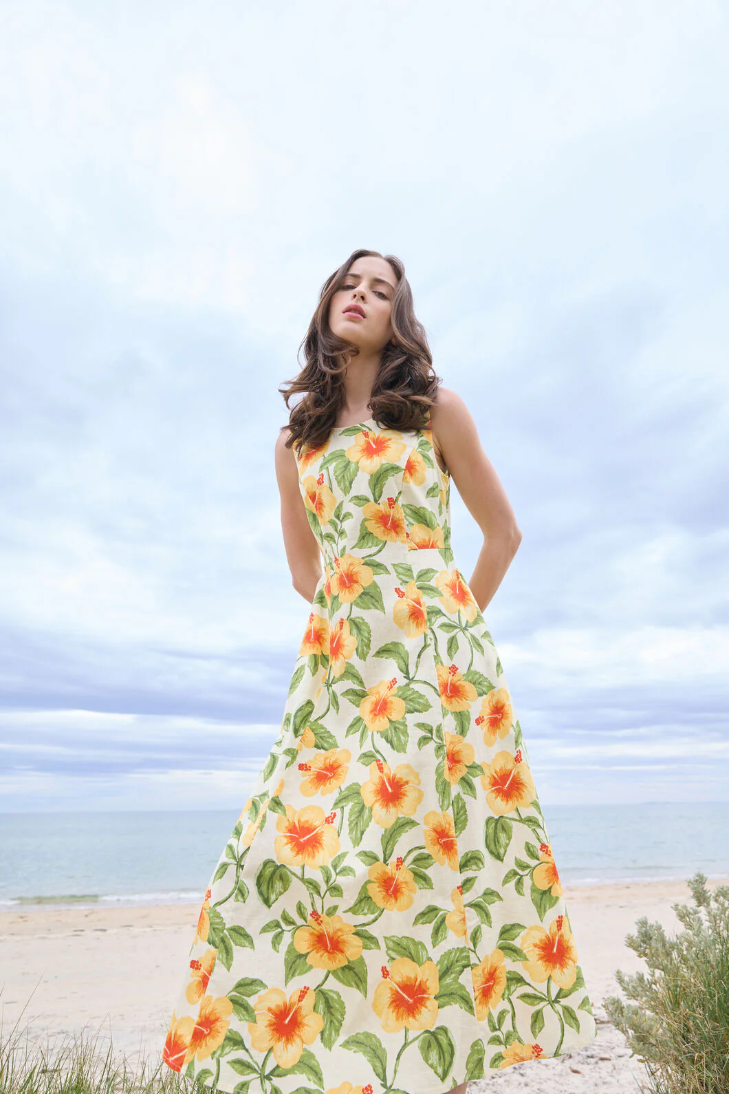 Hibiscus Summer Midi Dress