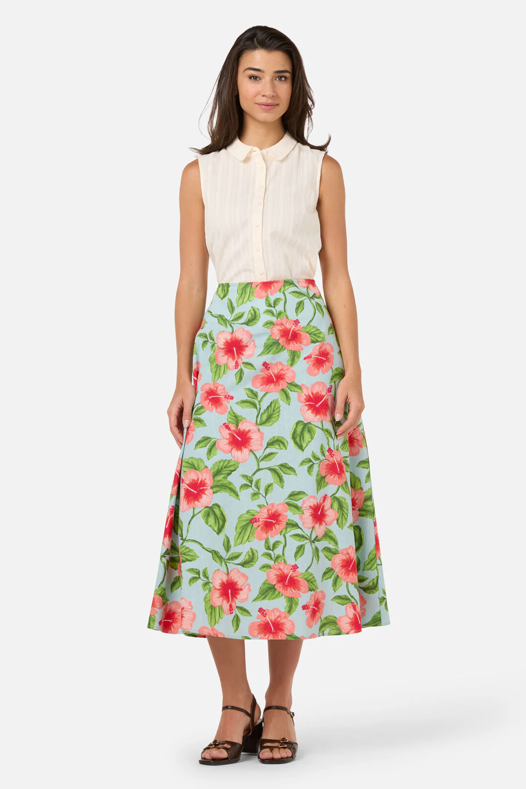 Hibiscus Summer Midi Skirt