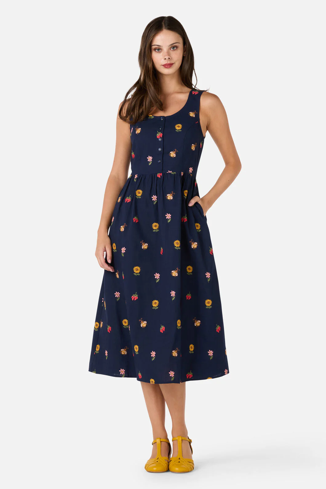 Honey Embroidered Midi Dress