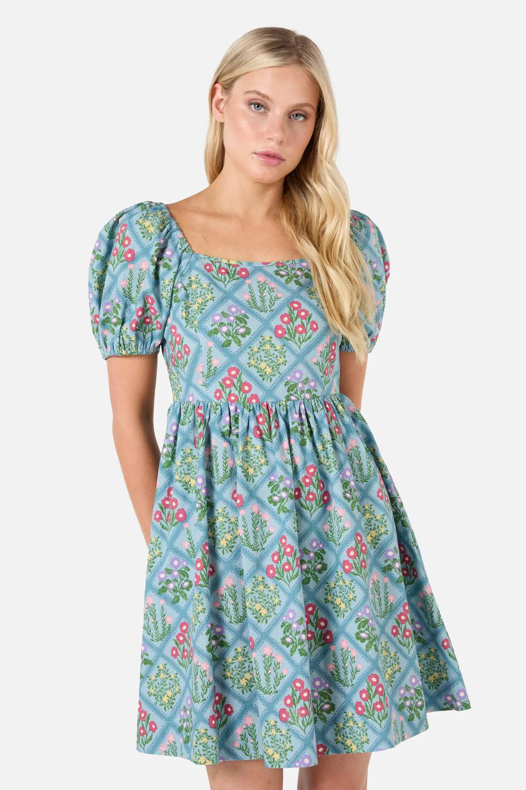 Lattice Floral Mini Dress - Image 3
