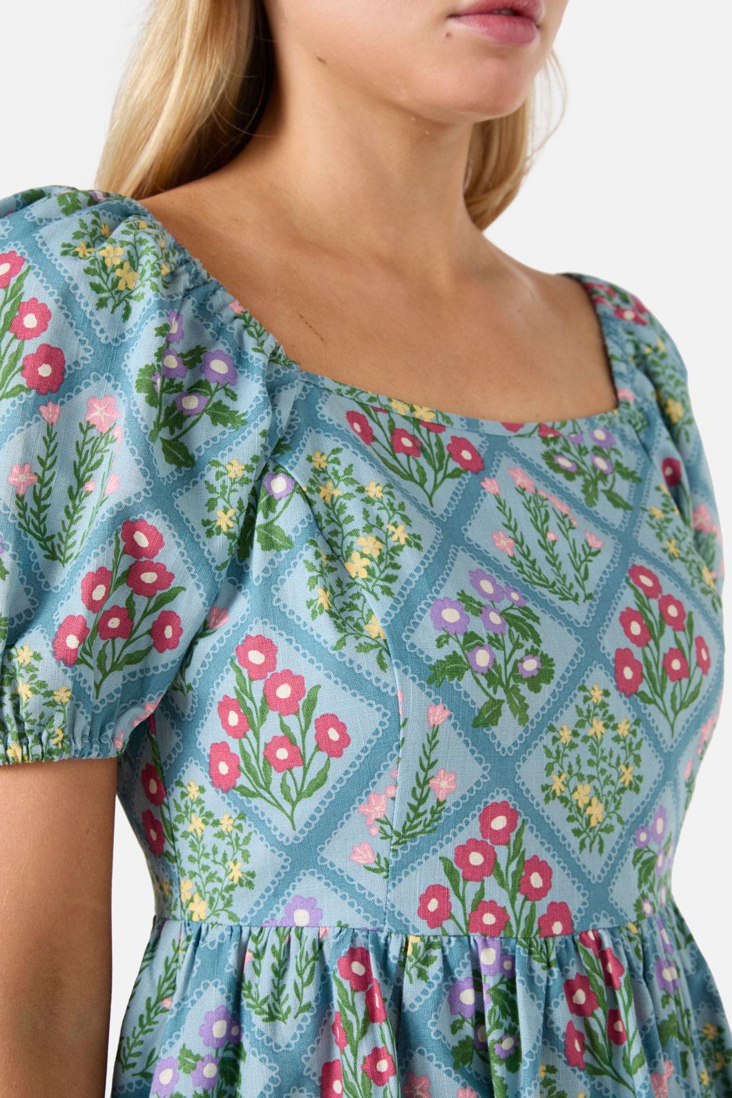 Lattice Floral Mini Dress - Image 6