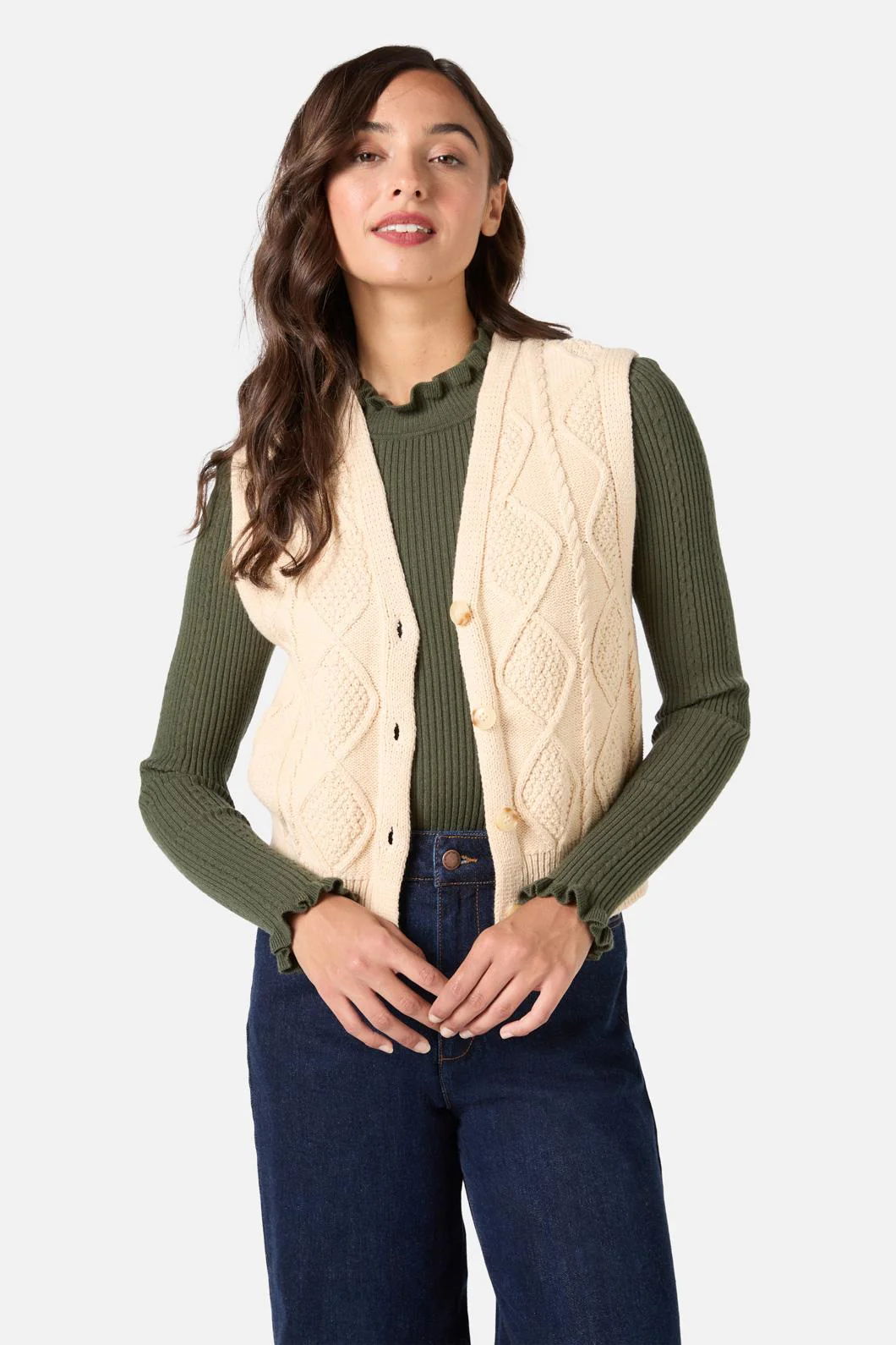 Milena Cable Knit Vest - Image 2