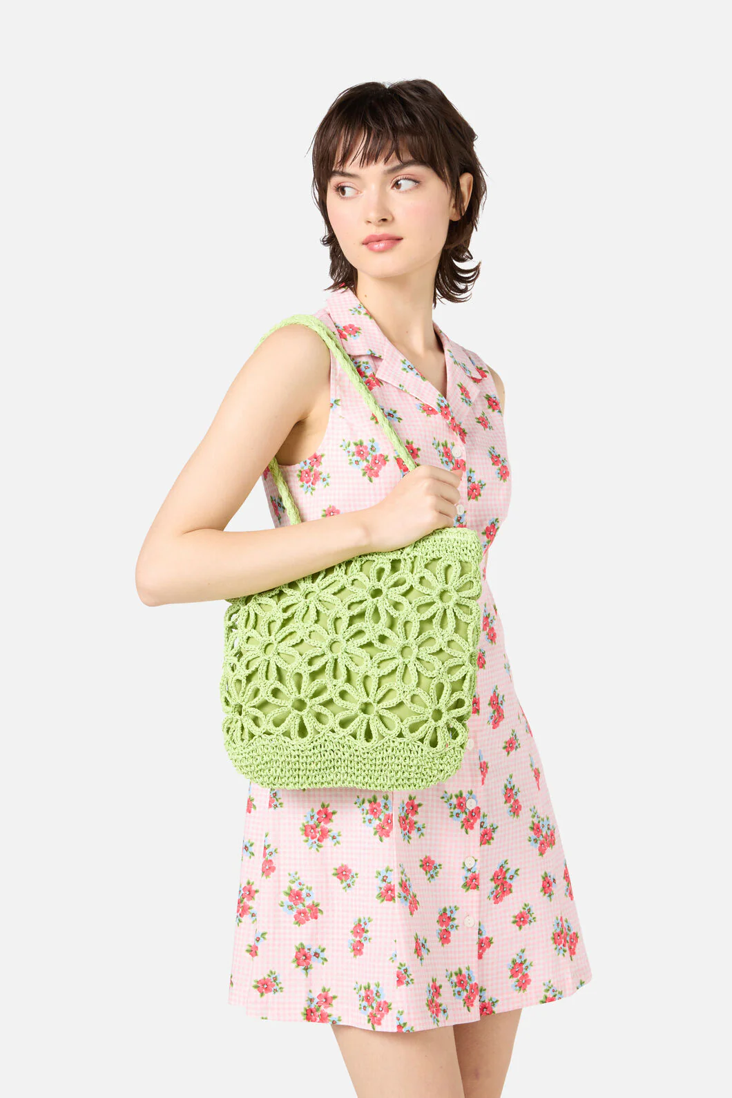 Mint Flower Straw Bag - Image 2