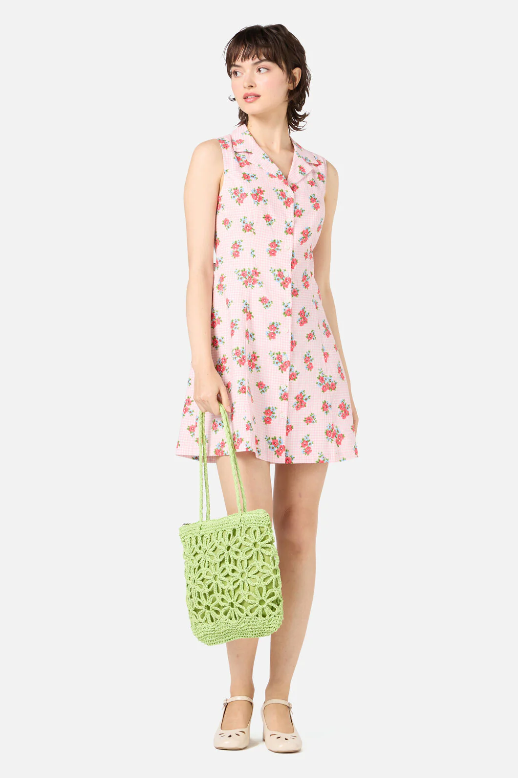 Mint Flower Straw Bag - Image 6