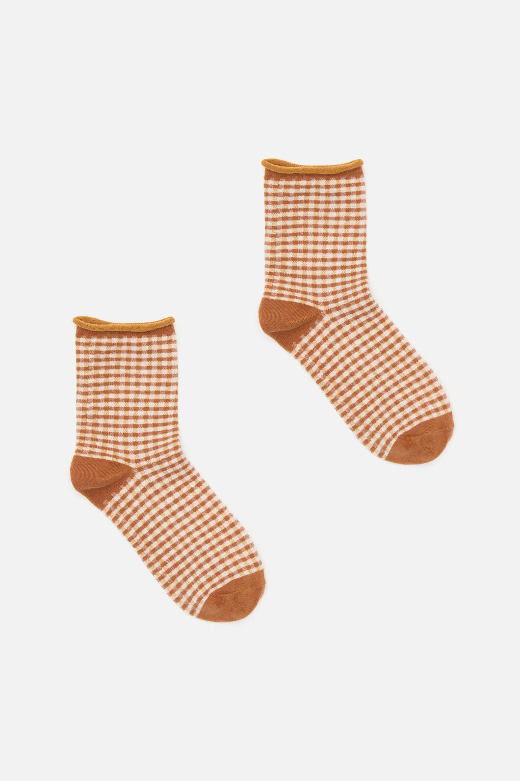 Mustard Check Ankle Sock