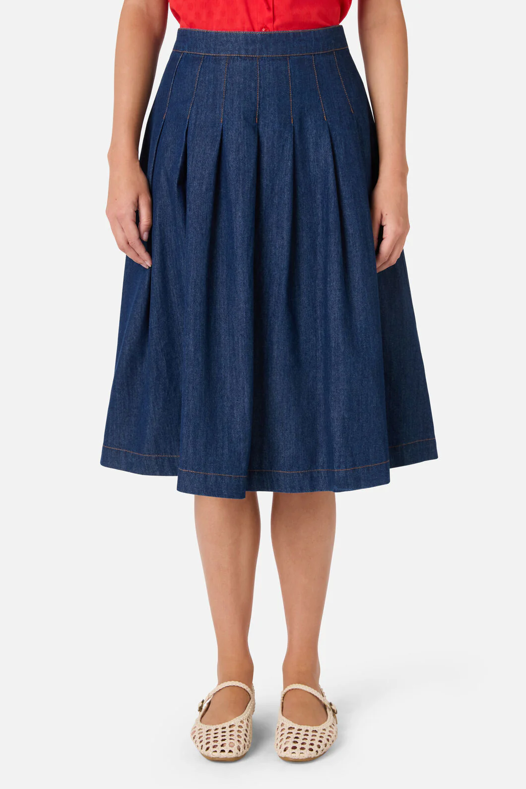 Oakley Pleat Midi Skirt - Image 2