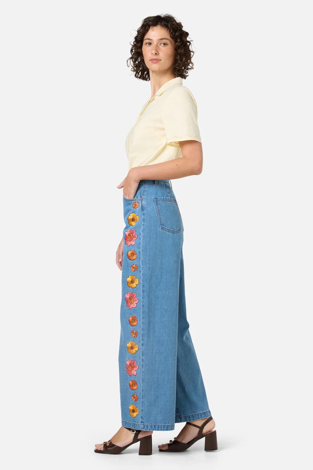 Retro Bloom Embroidered Jean - Image 4