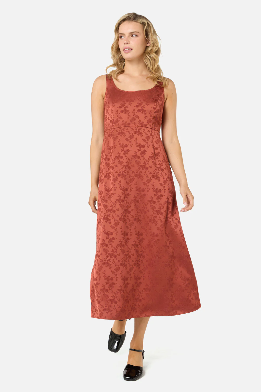 Roma Satin Embossed Midi Dress - Image 2