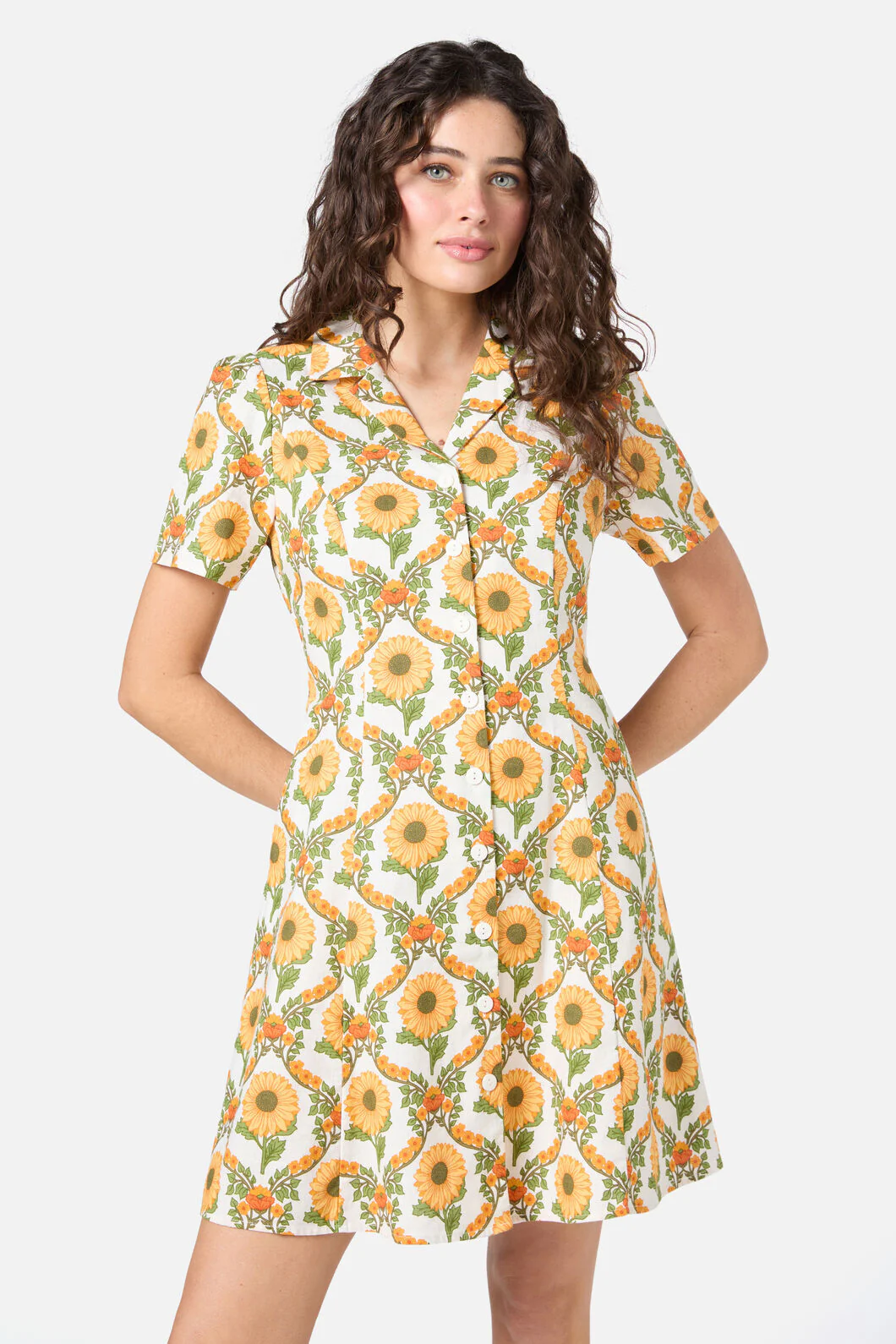 Sunflower Mini Shirt Dress - Image 2