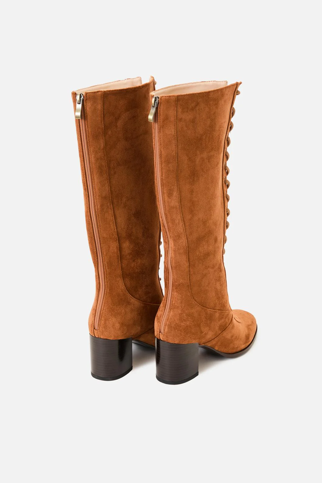 Tan Lace Up Knee High Boot - Image 5