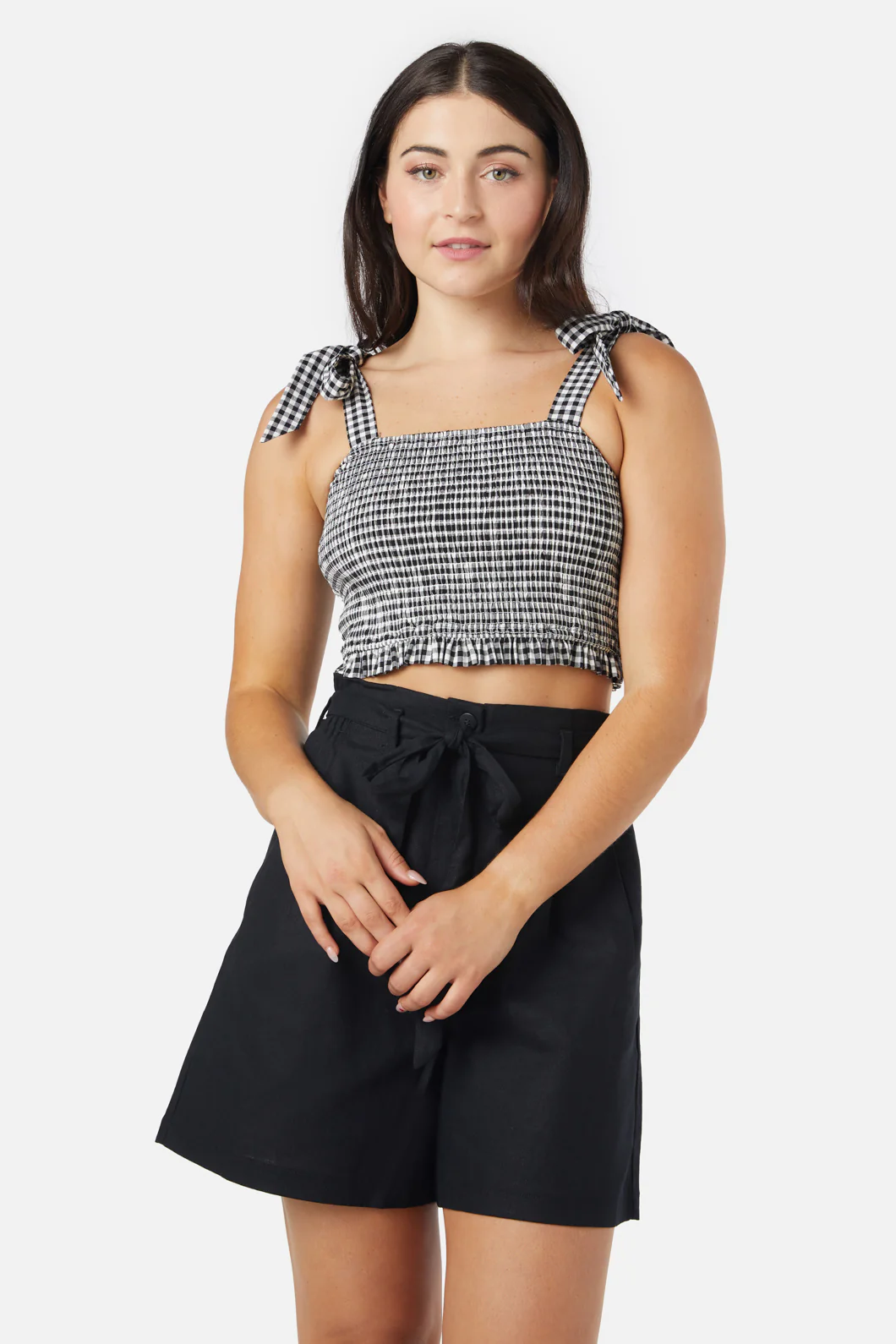 Tessa Check Shirred Top - Image 12
