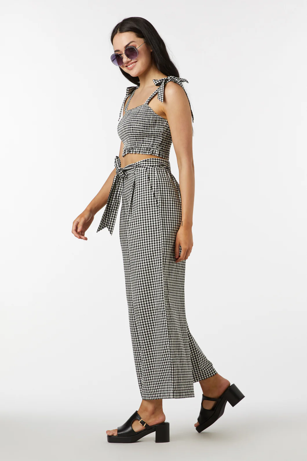 Tessa Check Shirred Top - Image 19