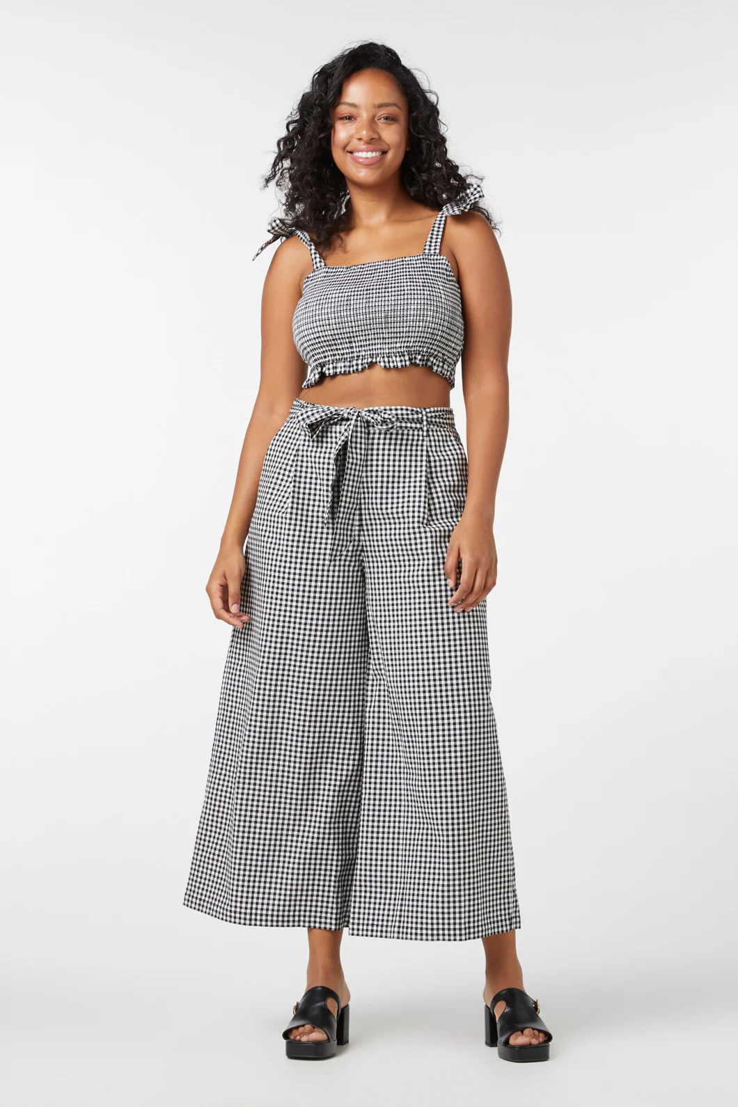 Tessa Check Shirred Top - Image 23