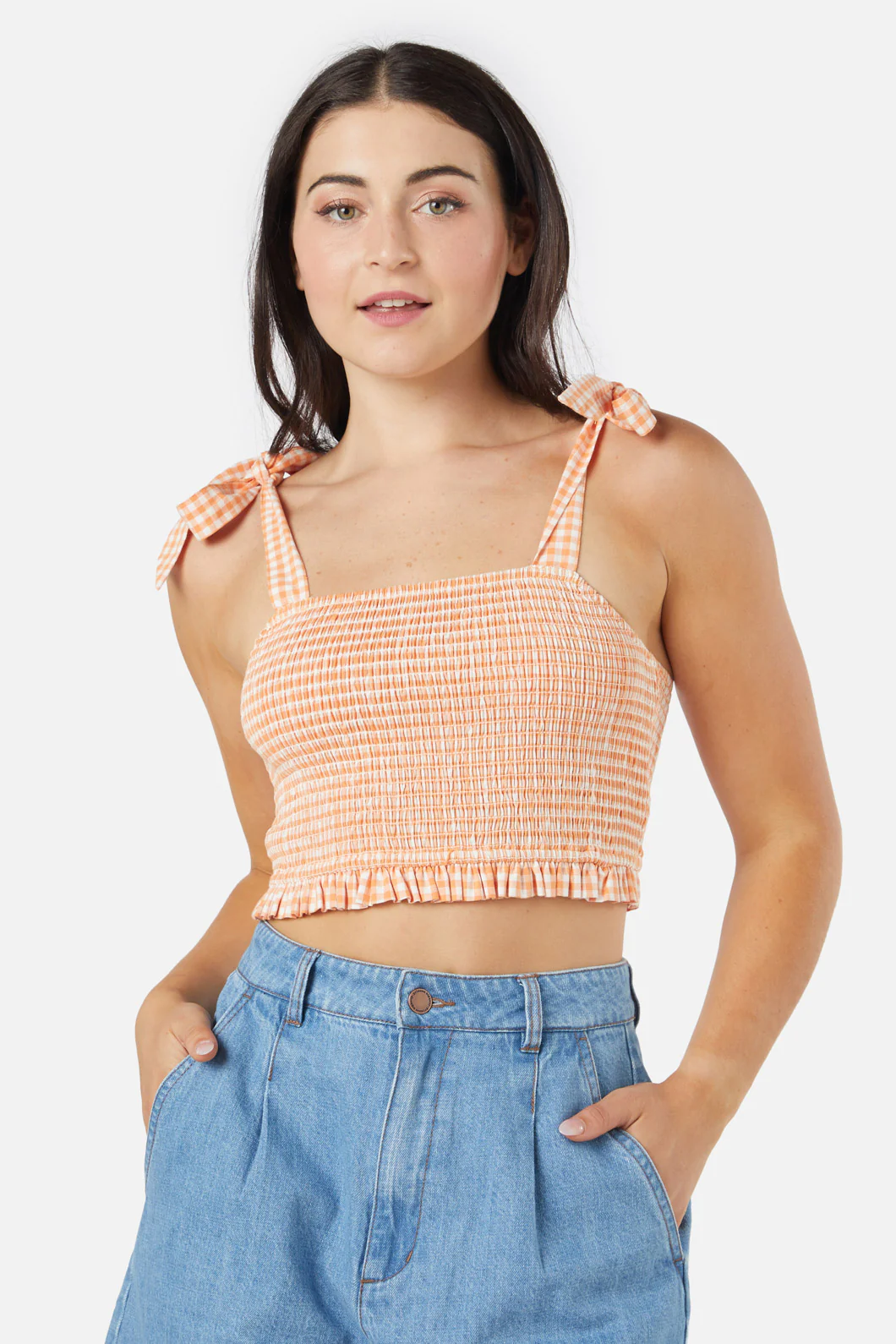 Tessa Check Shirred Top - Image 5