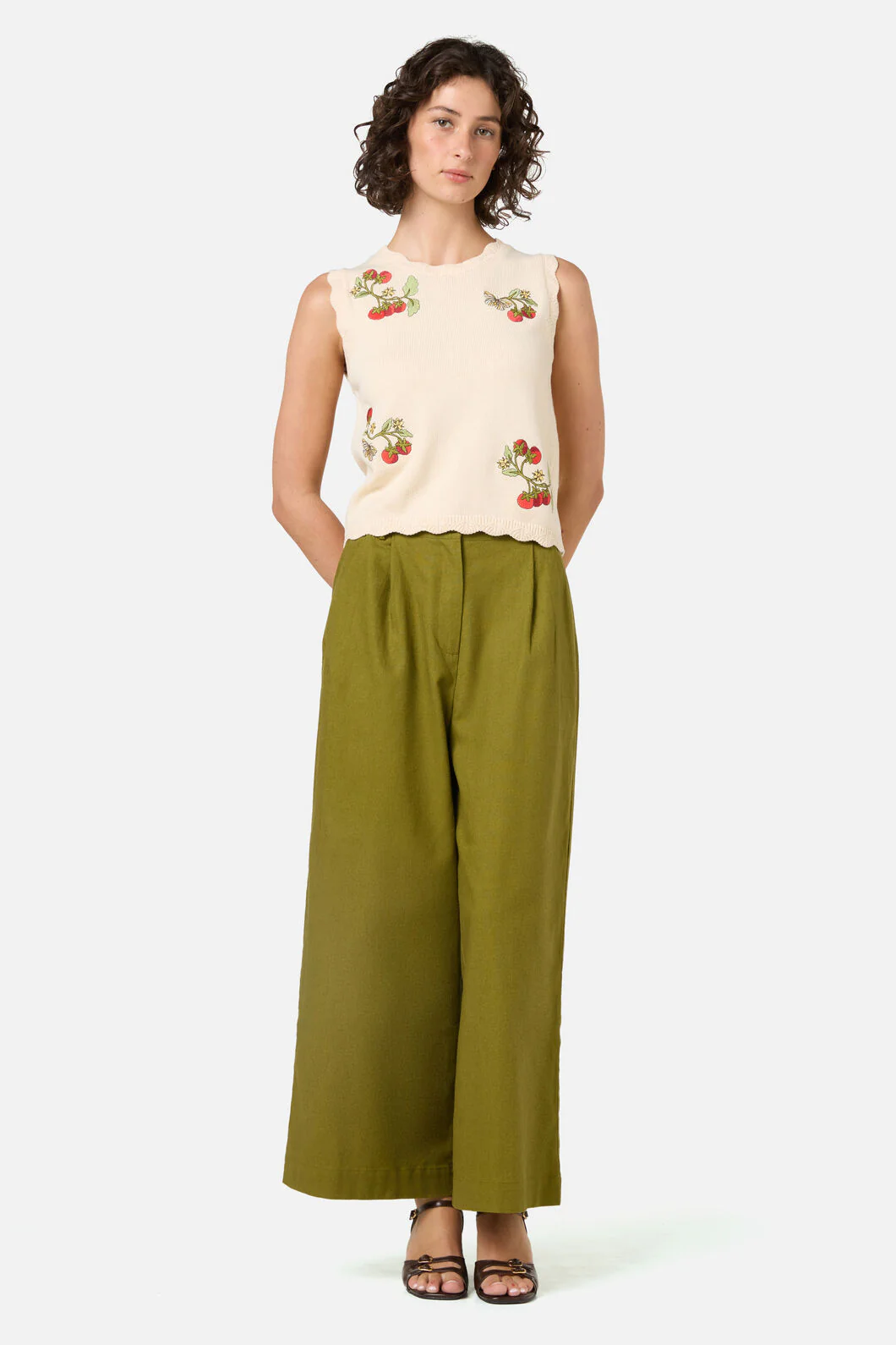 Tomatoes Embroidered Knit Tank - Image 2