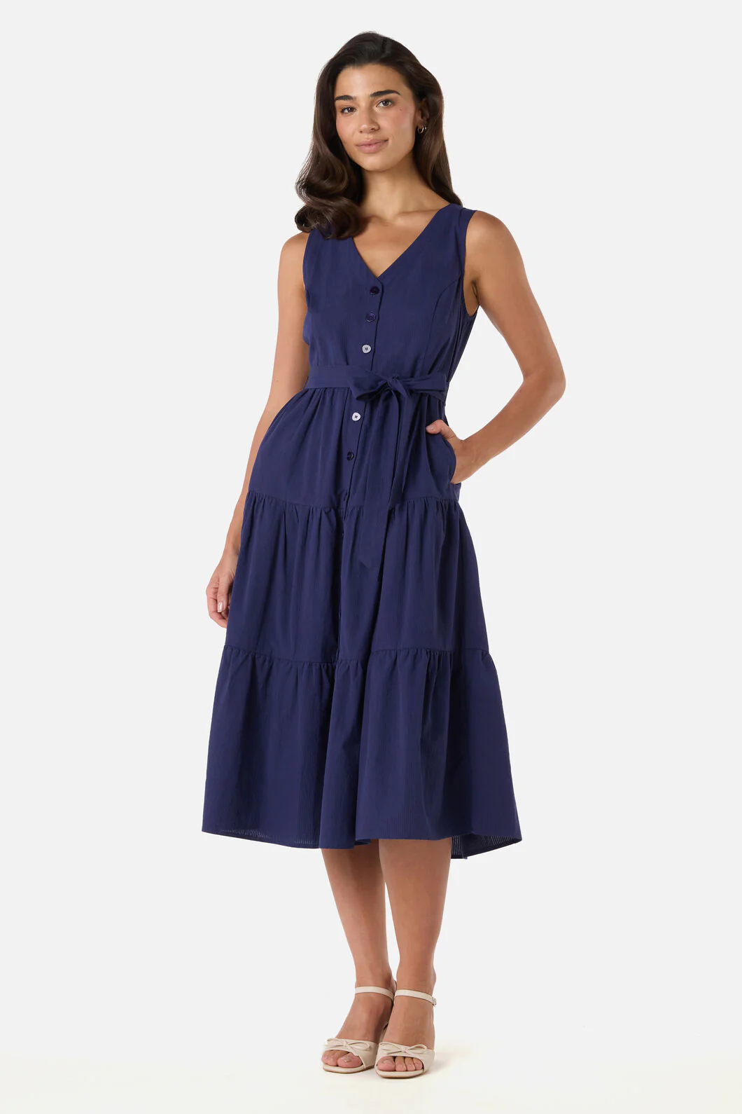 Viola Button Down Midi Dress - Image 2
